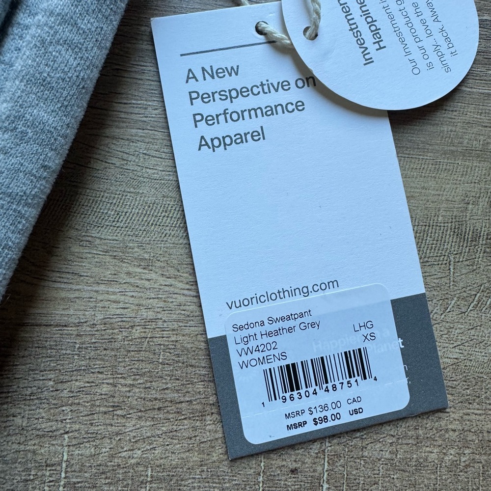 New With Tags Vuori Sedona Sweatpant Light Heather Gray XS NWT Cozy Lounge wear - Picture 6 of 8